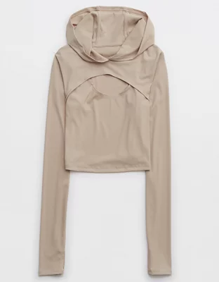 OFFLINE By Aerie Move-It Rib Cut Out Hooded T-Shirt