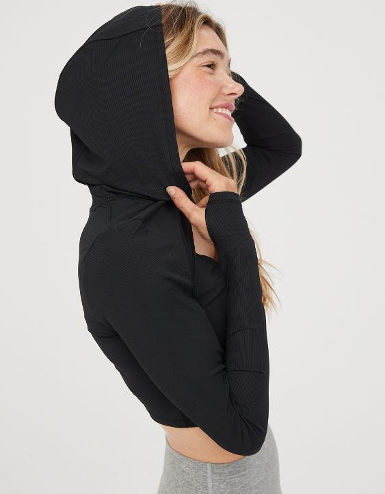 OFFLINE By Aerie Move-It Rib Cut Out Hooded T-Shirt