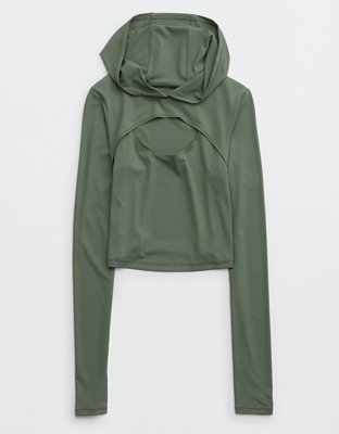 Женские футболки Aerie OFFLINE By Aerie Move-It Rib Cut Out Hooded T-Shirt — фото 3