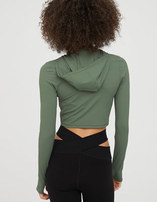 OFFLINE By Aerie Move-It T-Shirt en punto elástico con calado y capucha