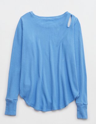 OFFLINE By Aerie Wow! Waffle Cut Out Shoulder T-Shirt
