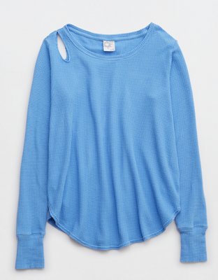 OFFLINE By Aerie Wow! Waffle Cut Out Shoulder T-Shirt