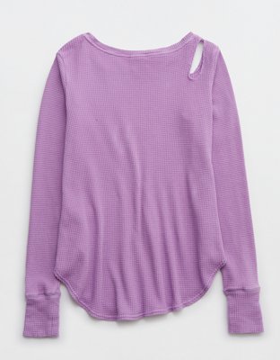 OFFLINE By Aerie Wow! Waffle Cut Out Shoulder T-Shirt