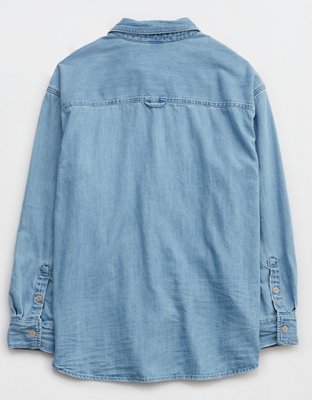 OFFLINE By Aerie Oversized Crinkle Button Up Shirt