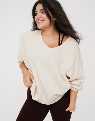 Oversized Extended Neck Waffle T-shirt