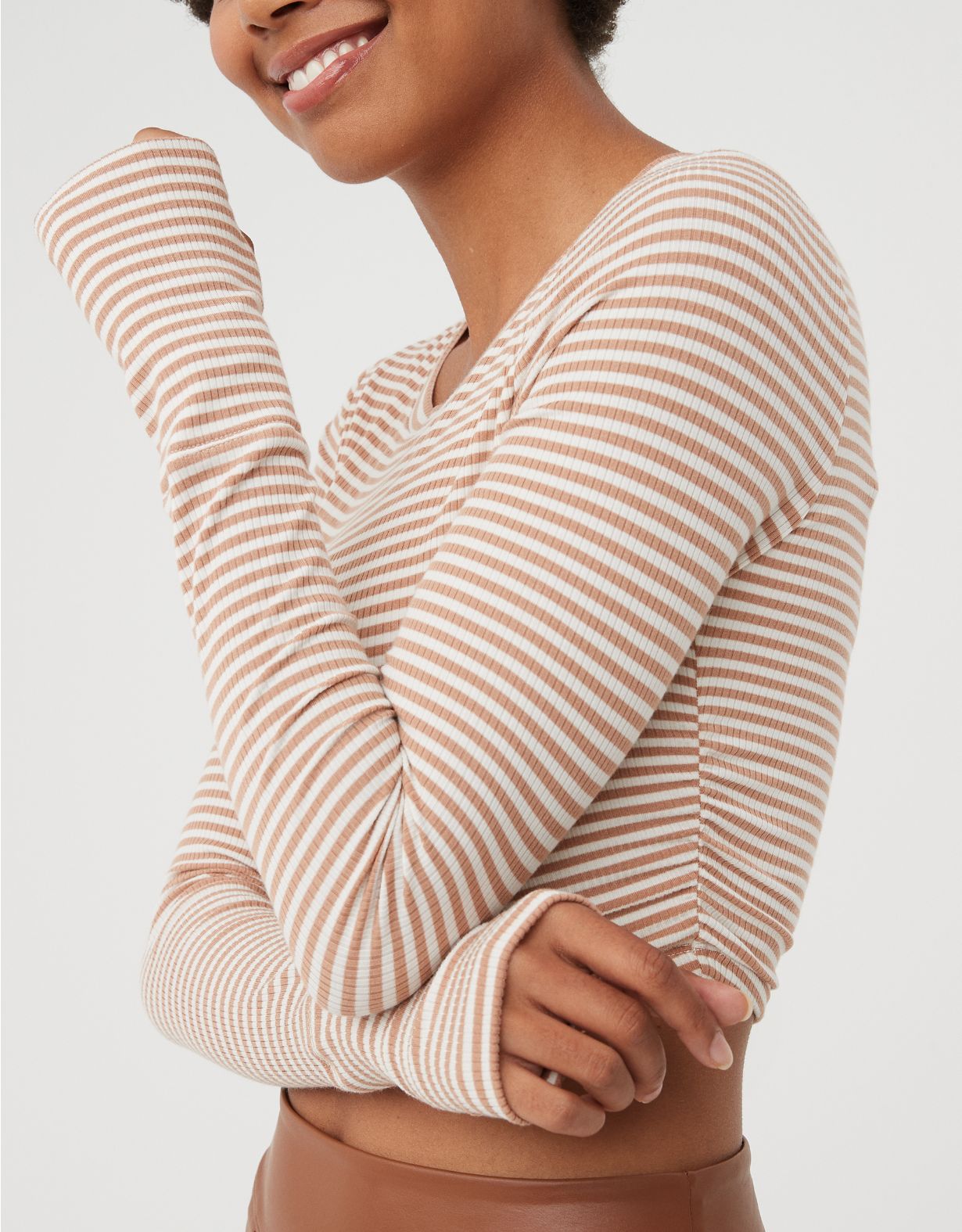 OFFLINE By Aerie Thumbs Up Long Sleeve Ruched T-Shirt