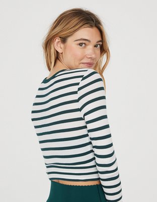 Женские футболки Aerie OFFLINE By Aerie Thumbs Up Waffle Henley Cropped T-Shirt — фото 3