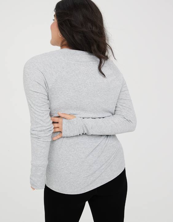 OFFLINE By Aerie Thumbs Up Ribbed Long Sleeve T-Shirt