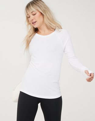 OFFLINE By Aerie Thumbs Up Ribbed Long Sleeve T-Shirt