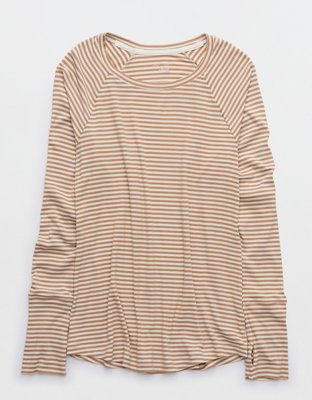 Женские футболки Aerie OFFLINE By Aerie Thumbs Up Ribbed Raglan Long Sleeve T-Shirt — фото 3