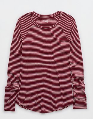 OFFLINE By Aerie Thumbs Up T-shirt Manga Larga en Punto Elástico