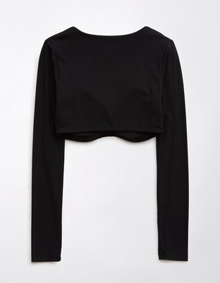 OFFLINE By Aerie Real Me Super Cropped Long Sleeve Bra Top