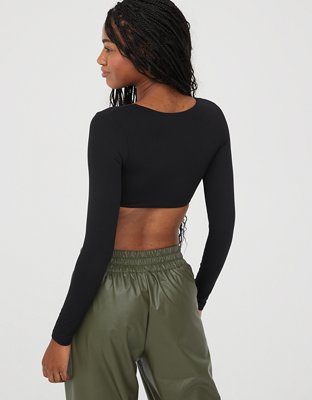 OFFLINE By Aerie Real Me Super Cropped Long Sleeve Bra Top