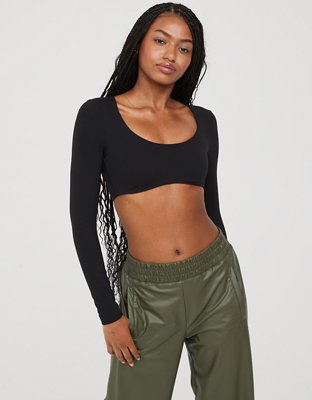 OFFLINE By Aerie Real Me Super Cropped Long Sleeve Bra Top