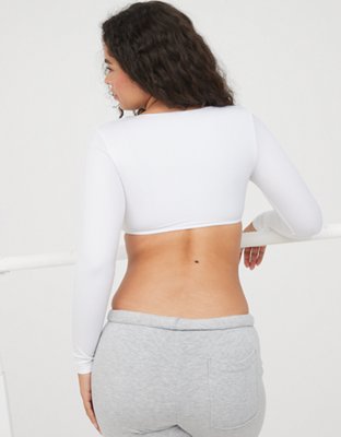 OFFLINE By Aerie Real Me Super Cropped Long Sleeve Bra Top