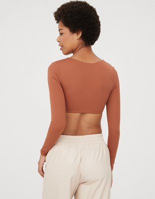 OFFLINE By Aerie Real Me Super Cropped Long Sleeve Bra Top