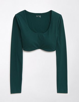 OFFLINE By Aerie Real Me Super Cropped Long Sleeve Bra Top