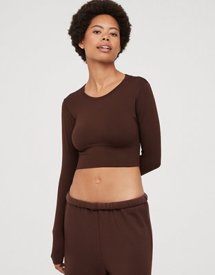 OFFLINE By Aerie Sidewalk Seamless Long Sleeve Cropped T-Shirt