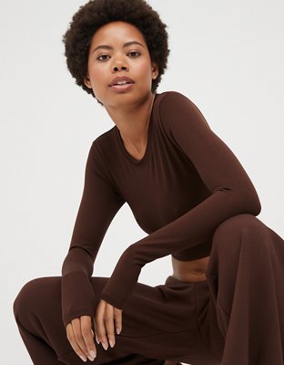 Aerie Long Sleeve Cropped Seam T-Shirt