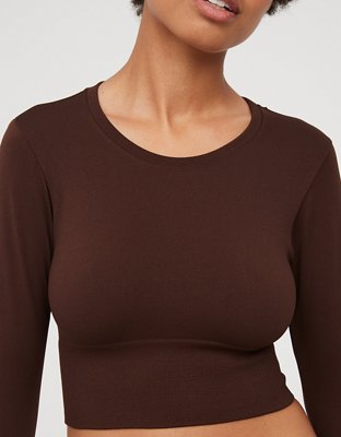 OFFLINE By Aerie Sidewalk Seamless Long Sleeve Cropped T-Shirt