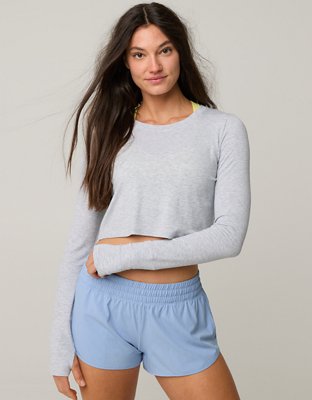 OFFLINE By Aerie Thumbs Up T-Shirt Manga Larga en Punto Elástico