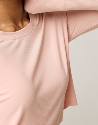 Женские футболки Aerie OFFLINE By Aerie Thumbs Up Ribbed Long Sleeve T-Shirt — фото 4
