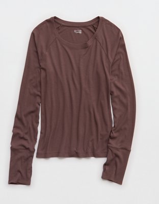 OFFLINE By Aerie Thumbs Up Fitted Ribbed T-Shirt Women's Relic XS