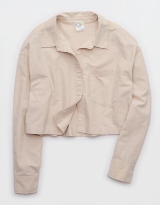 OFFLINE By Aerie Cropped Button Up Shirt