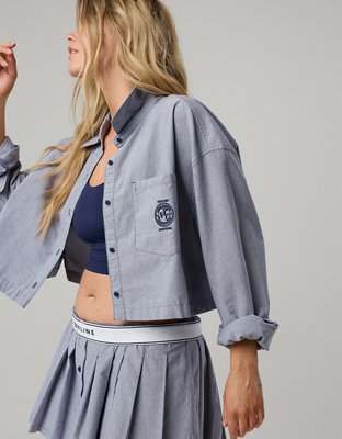 OFFLINE By Aerie Cropped Button Up Shirt