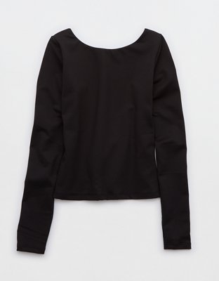OFFLINE By Aerie The Hugger T-shirt Manga Larga con Espalda Abierta