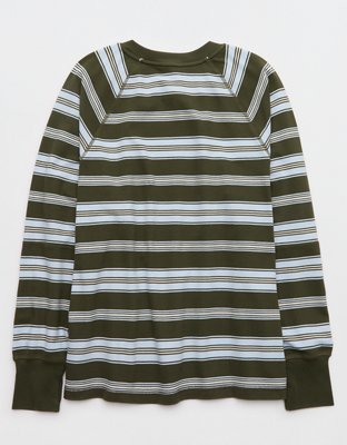 Женские футболки Offline By Aerie Pique Long Sleeve, цвет: Оливковый — фото 4