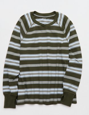 Женские футболки Offline By Aerie Pique Long Sleeve, цвет: Оливковый — фото 3