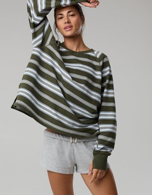 Женские футболки Offline By Aerie Pique Long Sleeve, цвет: Оливковый — фото 5