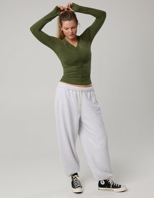 OFFLINE By Aerie Thumbs Up Ruched Long Sleeve T-Shirt