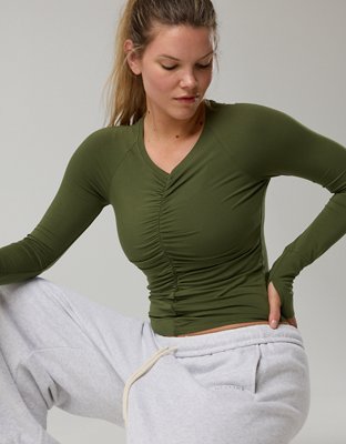 OFFLINE By Aerie Thumbs Up Ruched Long Sleeve T-Shirt