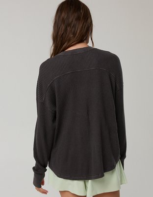 OFFLINE By Aerie Wow! Waffle Notch Neck Long Sleeve T-Shirt