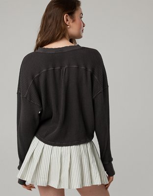OFFLINE By Aerie Wow! Waffle Notch Neck Long Sleeve T-Shirt