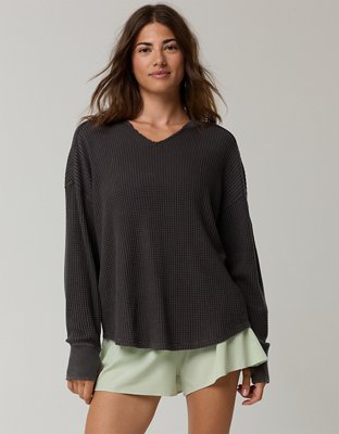 OFFLINE By Aerie Wow! Waffle Notch Neck Long Sleeve T-Shirt