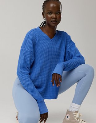 OFFLINE By Aerie Wow! Waffle Notch Neck Long Sleeve T-Shirt