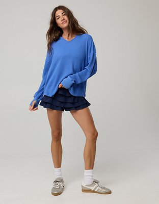 OFFLINE By Aerie Wow! Waffle Notch Neck Long Sleeve T-Shirt