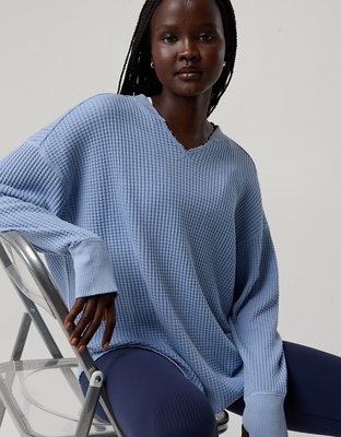 OFFLINE By Aerie Wow! Waffle Notch Neck Long Sleeve T-Shirt