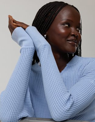 OFFLINE By Aerie Wow! Waffle Notch Neck Long Sleeve T-Shirt
