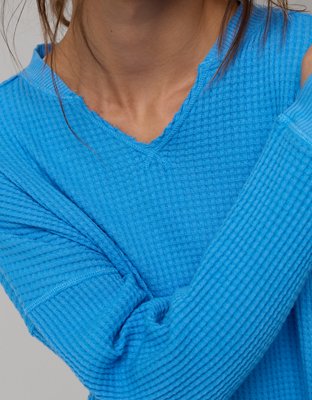 OFFLINE By Aerie Wow! Waffle Notch Neck Long Sleeve T-Shirt