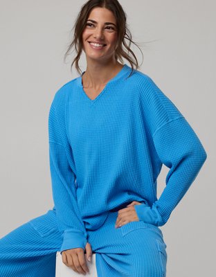 OFFLINE By Aerie Wow! Waffle Notch Neck Long Sleeve T-Shirt