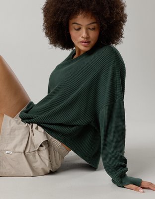 OFFLINE By Aerie Wow! Waffle Notch Neck Long Sleeve T-Shirt