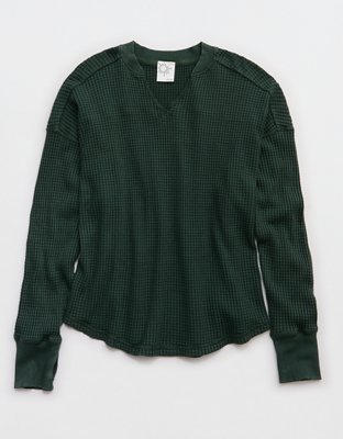 OFFLINE By Aerie Wow! Waffle Notch Neck Long Sleeve T-Shirt