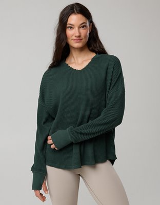 OFFLINE By Aerie Wow! Waffle Notch Neck Long Sleeve T-Shirt