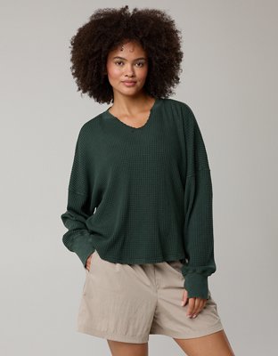 OFFLINE By Aerie Wow! Waffle Notch Neck Long Sleeve T-Shirt