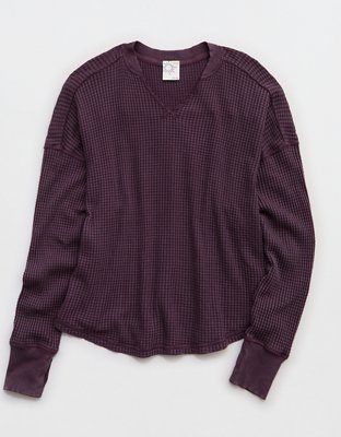 OFFLINE By Aerie Wow! Waffle Notch Neck Long Sleeve T-Shirt