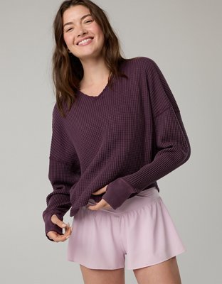 OFFLINE By Aerie Wow! Waffle Notch Neck Long Sleeve T-Shirt